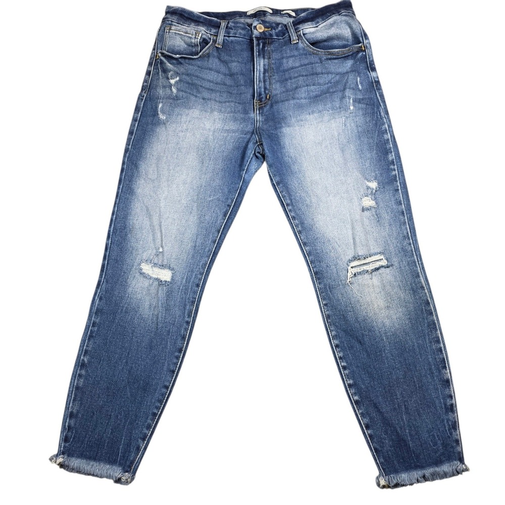 KanCan Signature High Rise Ankle Skinny Jeans Distressed Raw Hem VBK2019AA 31